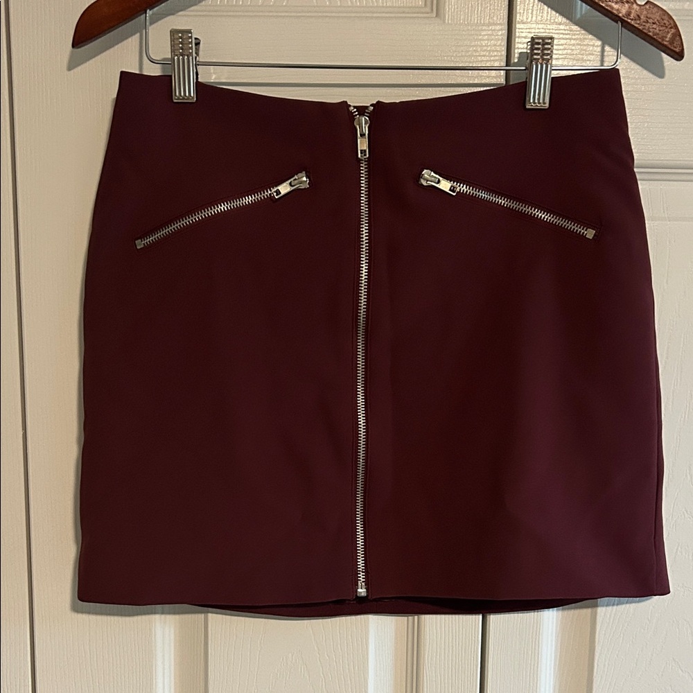Forever 21 Burgundy Mini Skirt with Zipper Accents